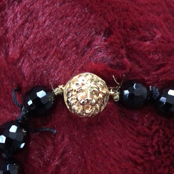 ENGLAND Designer BILL SKINNER  3D LION HEAD & Faceted French Jet Necklace - Picture 3 of 5